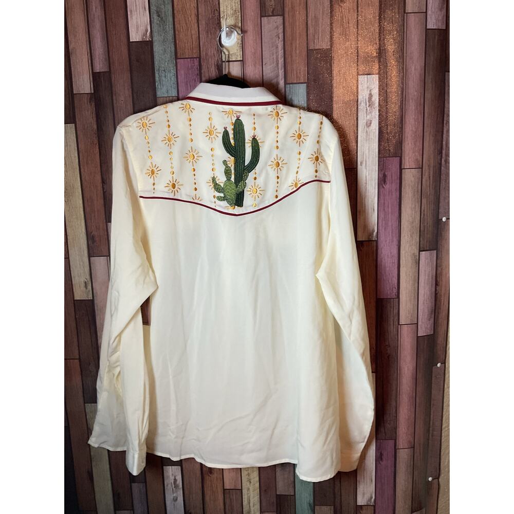 Vintage Women’s Outback Trading Co Cream Western Shirt Blouse Embroidered 2X NWT - Picture 3 of 3